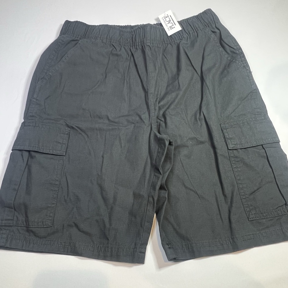 NWT Childrens Place Boys Size 14H Cargo Shorts Gray Uniform Husky Pockets School